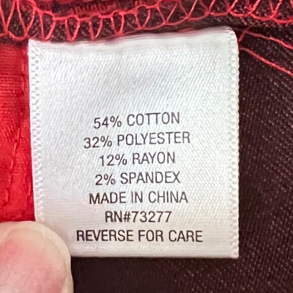 Croft & Barrow Womens Red Plaid Straight-Leg Mid Rise Stretch Pants 18 Short NWT - Picture 4 of 15